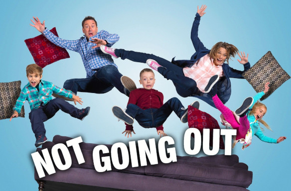 Programme Name: Not Going Out  - TX: n/a - Episode: n/a (No. Generics) - Picture Shows: (L-R) Benji (MAX PATTISON), Lee (LEE MACK), Charlie (FINLEY SOUTHBY), Lucy (SALLY BRETTON), Molly (FRANCESCA NEWMAN) - (C) Avalon  - Photographer: Perou